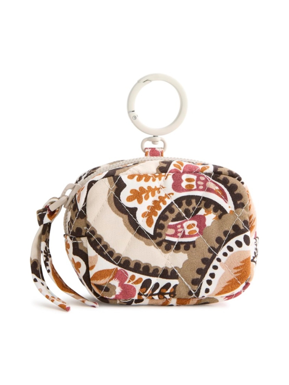 New Vera Bradley Paisley Earbud Bag Charm - Brown and Cream